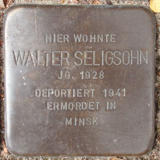 Stolperstein dedicated to Walter Seligsohn