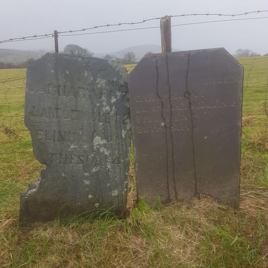 Milestone opposite Bryn goleu