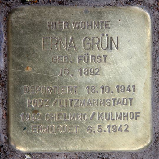 Stolperstein dedicated to Erna Grün