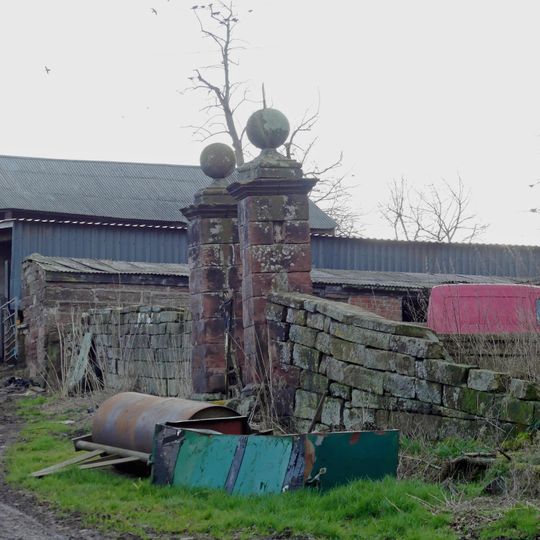 East garden walls and gatepiers to Utkinton Hall