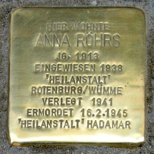 Stolperstein en memoria de Anna Röhrs