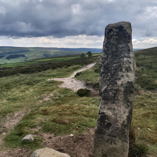 Cup marked boundary stone known as Churn Milk Joan on Crow Hill, Midgley Moor, 580m north of Foster Clough Bridge