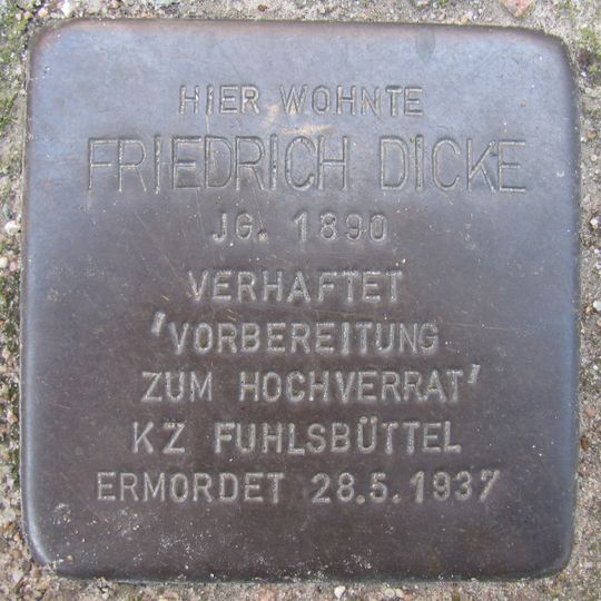 Stolperstein à la mémoire de Friedrich Dicke