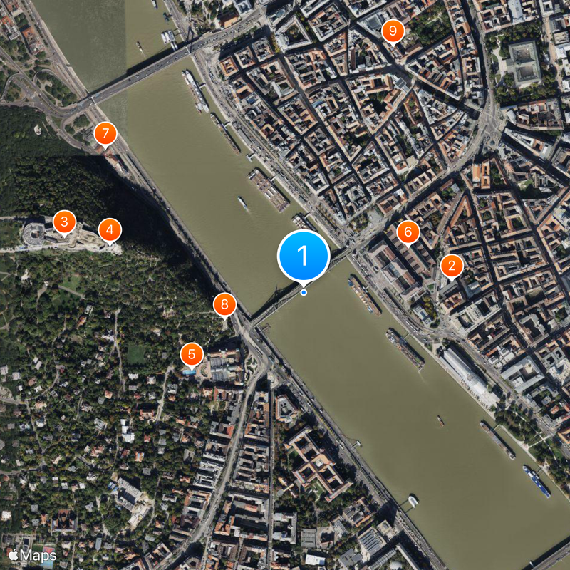 Most Wolności w Budapeszcie Mapa