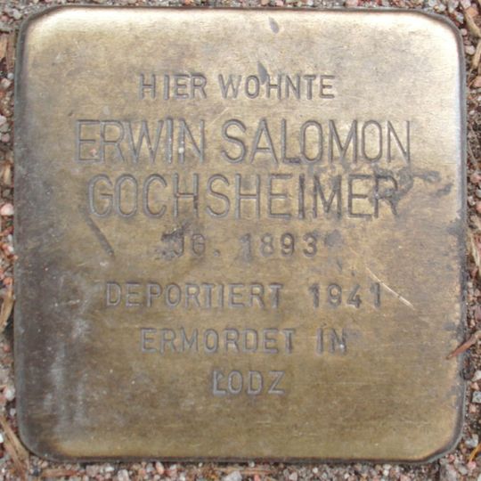 Stolperstein dedicated to Erwin Salomon Gochsheimer