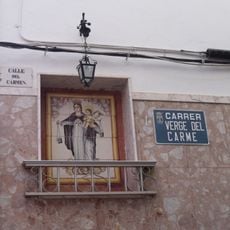 Ceramic panel of Our Lady of Mount Carmel at Verge del Carmen street