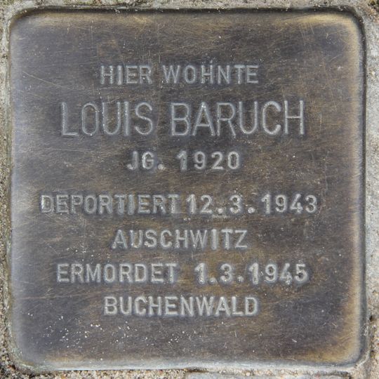 Stolperstein dedicated to Louis Baruch