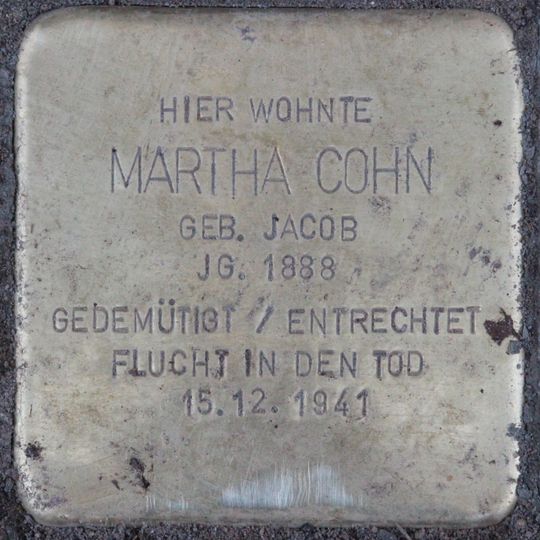 Stolperstein dedicated to Martha Cohn