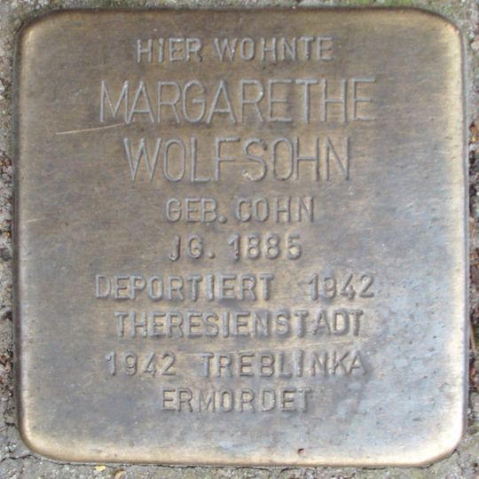 Stolperstein dedicated to Margarethe Wolfsohn