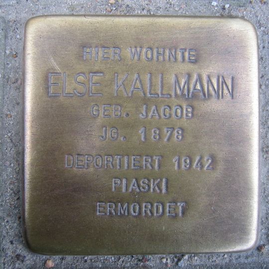 Stolperstein dedicated to Else Kallmann