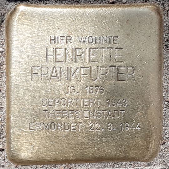 Stolperstein dedicated to Henriette Frankfurter