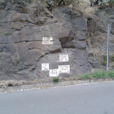 Vier Hochwassermarken Muldentalstraße -