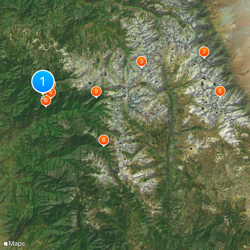 Sequoia-Nationalpark Karte