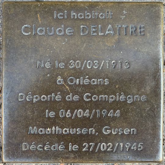 Stoleperstein à la mémoire de Claude Delattre