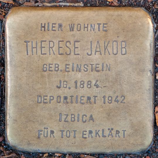 Stolperstein dedicated to Therese Jakob