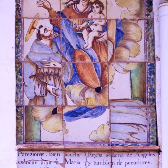 Ceramic panel of Saint Francis of Assisi and Our Lady of the Angels