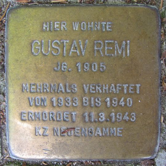 Stolperstein à la mémoire de Gustav Remi