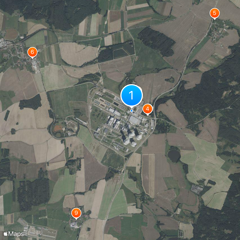 Temelín Nuclear Power Station Map