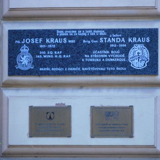 Plaque to Josef and Standa Kraus