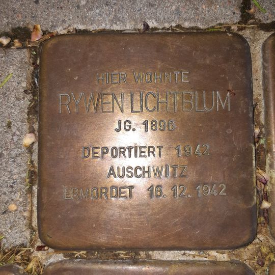 Stolperstein à la mémoire de Ruben Rywen Lichtblum