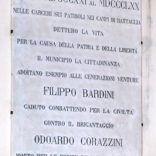 Commemorative plaque to Filippo Bardini and Odoardo Corrazzini