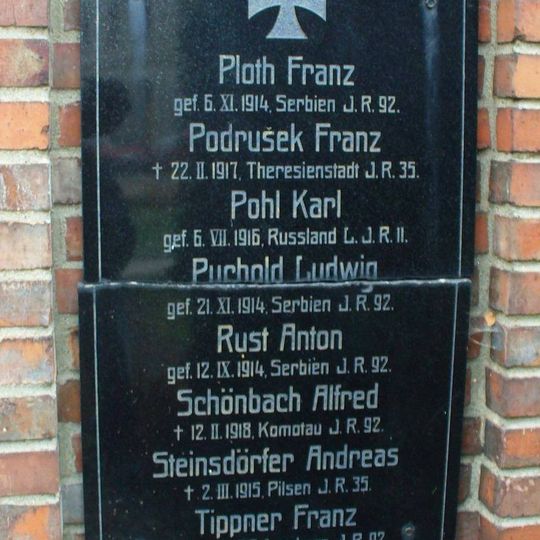 Pamětní desky padlým v 1. světové válce na kapli v Lišanech