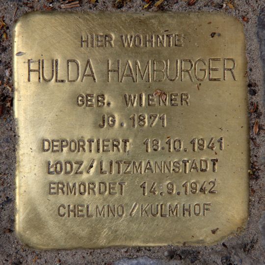 Stolperstein dedicated to Hulda Hamburger