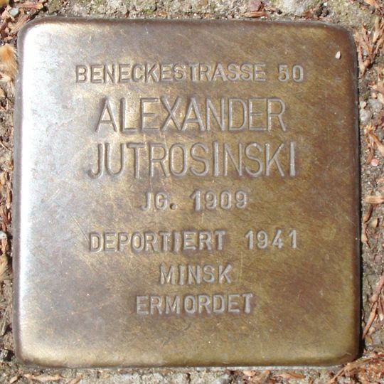 Stolperstein en memoria de Alexander Jutrosinski