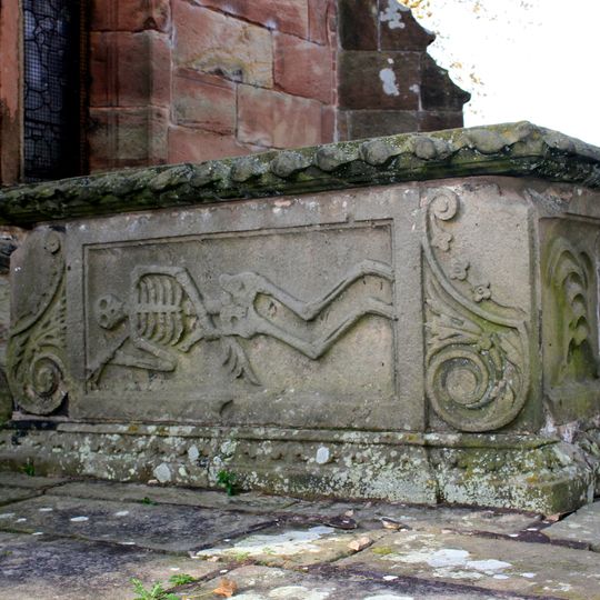 Vault, tombchest and memorial of the Hurleston family attached to east end of Church of St Peter