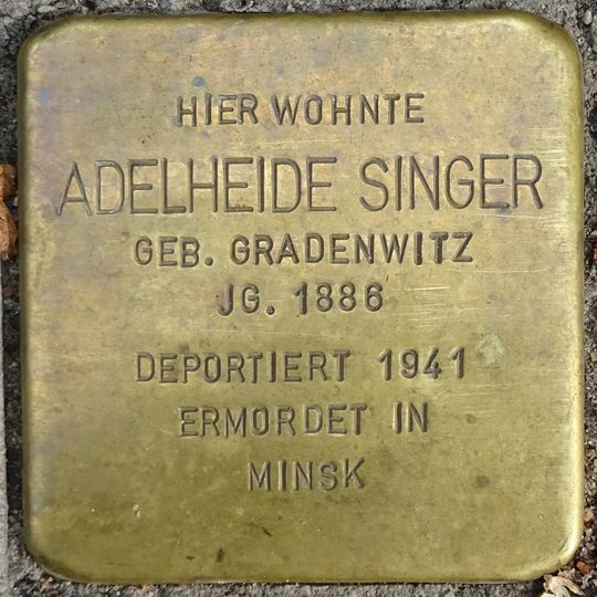 Stolperstein dedicated to Adelheide Singer