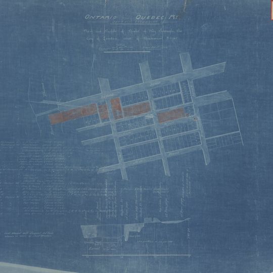 Ontario and Quebec Ry. Detroit Extension Plan and Profile of Right-of-way Through the City of London, West of Richmond Street