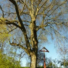 2 Linden beiderseits eines Kreuzes