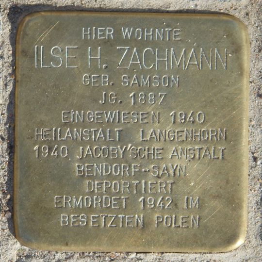 Stolperstein em memória de Ilse H. Zachmann