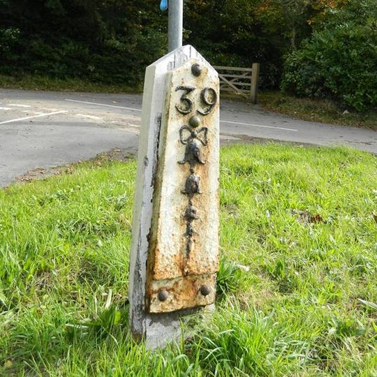 Milepost, Forest Lodge Nursing Home, Cackle Street,  jct of High Street with Huggets Lane
