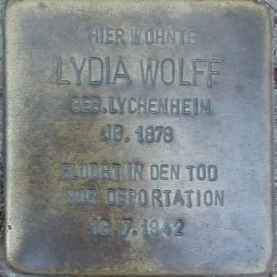 Stolperstein dedicated to Lydia Wolff