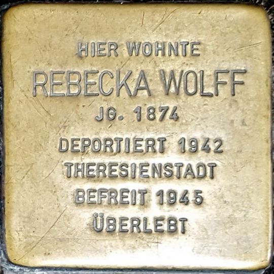 Stolperstein dedicated to Rebecka Wolff