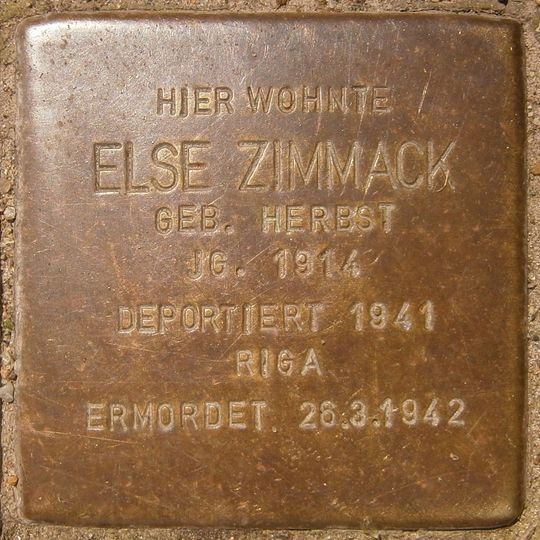 Stolperstein dedicated to Else Zimmack