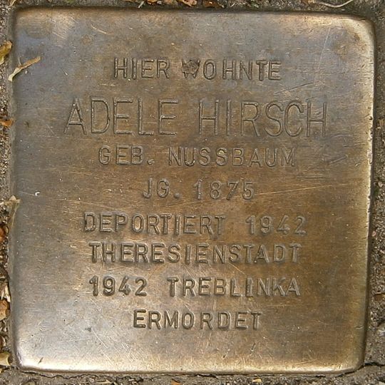 Stolperstein dedicated to Adele Hirsch
