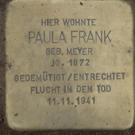 Stolperstein dedicated to Paula Frank