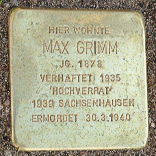 Stolperstein à la mémoire de Max Grimm