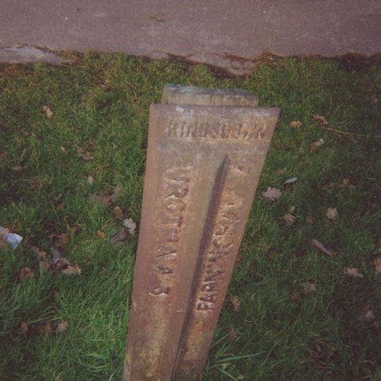 Milepost, London Road, opp "Sandsford House", outside "Ajacio", W of School Lane