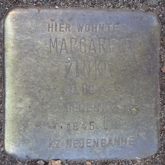 Stolperstein en memoria de Margarete Zinke
