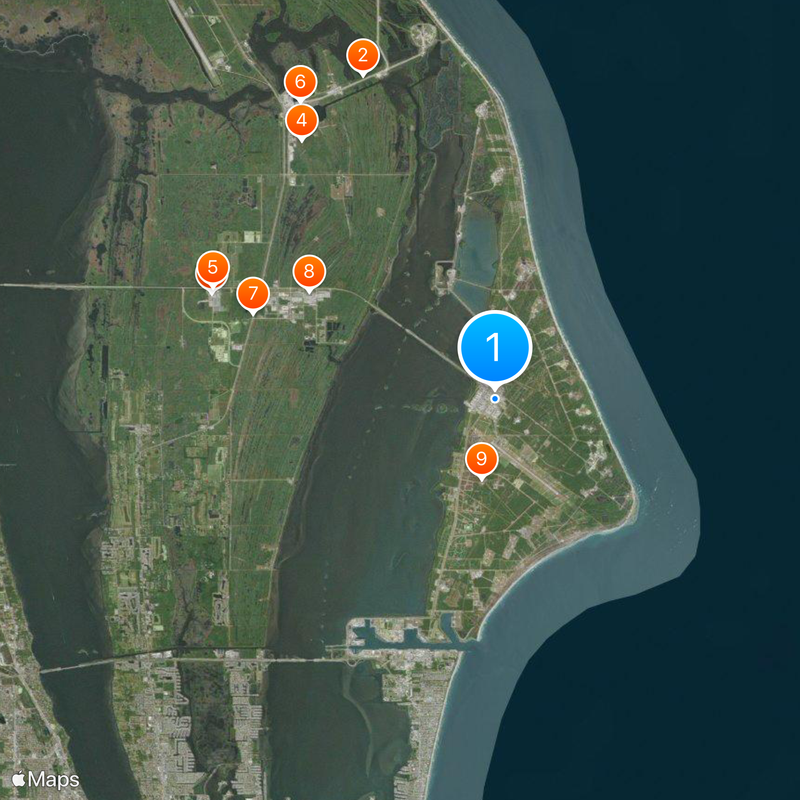 Base de lancement de Cap Canaveral Carte