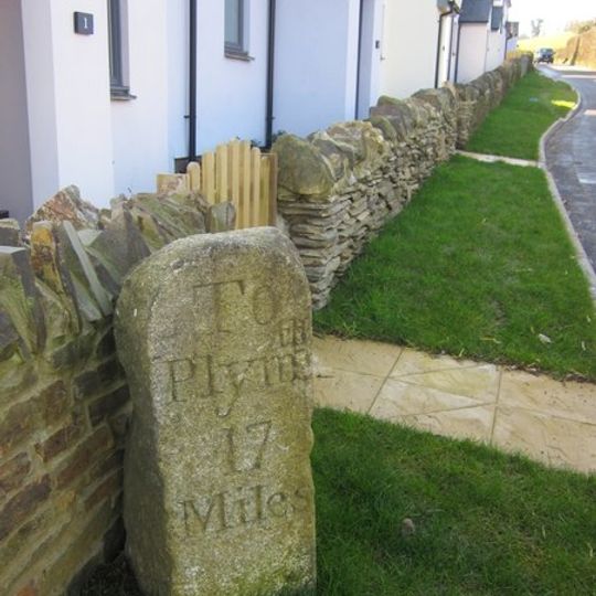 Milestone, Avonwick, Higher Moor, Ugborough Road, SW edge of village