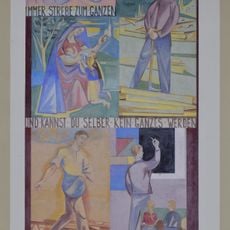 Wandmalerei bäuerliche Arbeiten, Familie, Schulleben