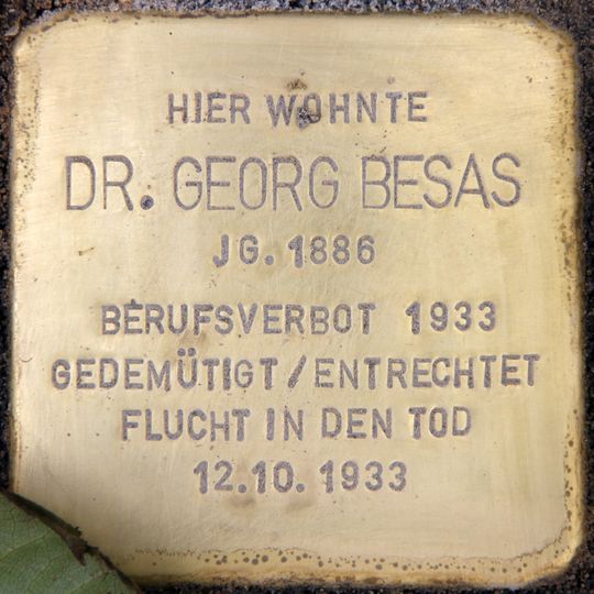 Stolperstein dedicated to Dr. Georg Besas