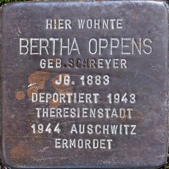 Stolperstein dedicated to Bertha Oppens