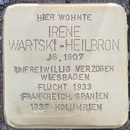 Stolperstein en memoria de Irene Wartski-Heilbron