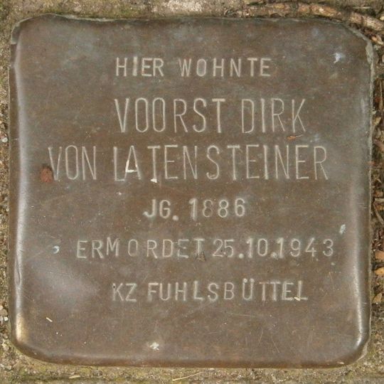 Stolperstein à la mémoire de Voorst Dirk von Latensteiner