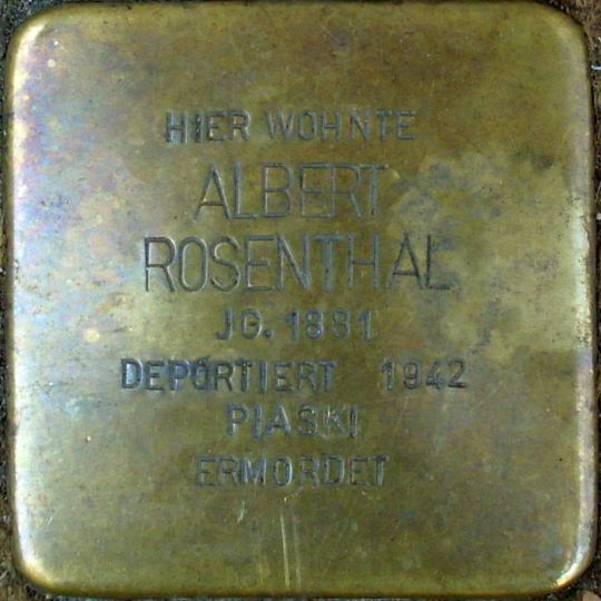 Stolperstein dedicated to Albert Rosenthal